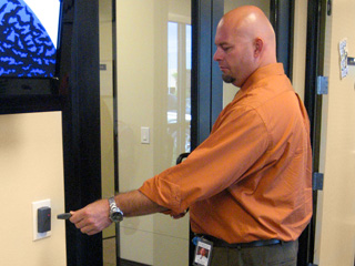 entering a secure area