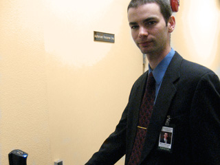 Mark entering "The Vault"